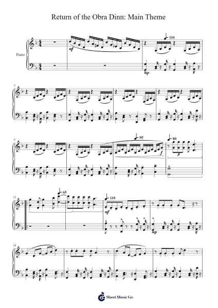 Return of the Obra Dinn : Main Theme Sheet Music by Lucas Pope-Arr.Trund Milsoll