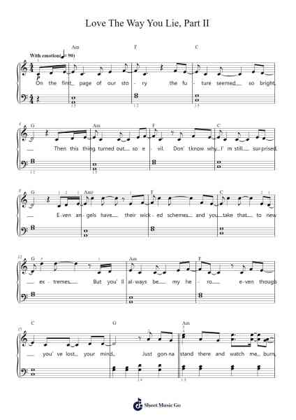 Love The Way You Lie, Part II Sheet Music by Eminem-Arr.Holew Brianmaud