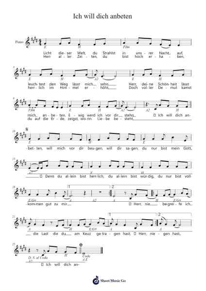 Ich will dich anbeten Sheet Music by Tim Hughes-Arr.Jouboyd Calgel