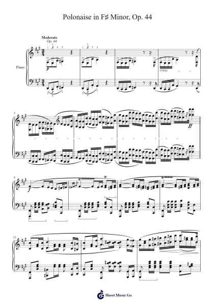 Polonaise in F♯ Minor, Op. 44 Sheet Music by Frédéric Chopin-Arr.Odewyatt