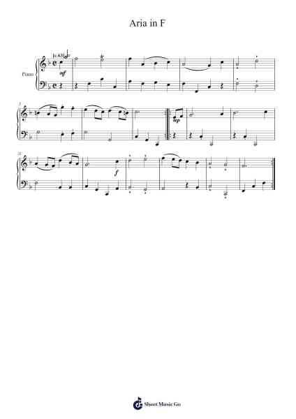 Aria in F Sheet Music by Johann Christian Bach-Arr.Manreade