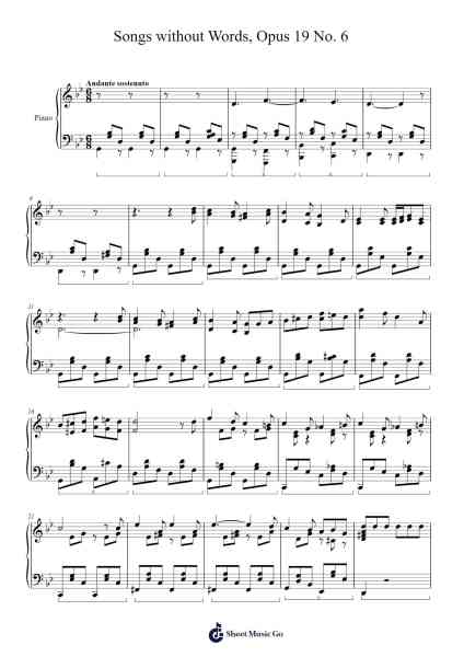 Songs without Words, Opus 19 No. 6 Sheet Music by Felix Mendelssohn-Arr.Wolflor Coltrid