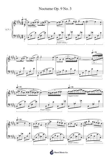 Nocturne in B Major, Op. 9, No. 3 Sheet Music by Frédéric François Chopin-Arr.Morsedric