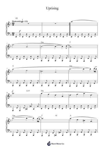 Uprising Sheet Music by Muse-Arr.Spenchi Gushall