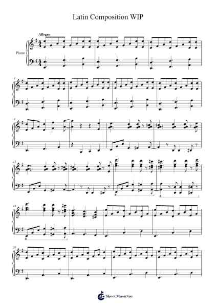 Latin Composition WIP Sheet Music by Jordan Pacho-Arr.Vinpeare
