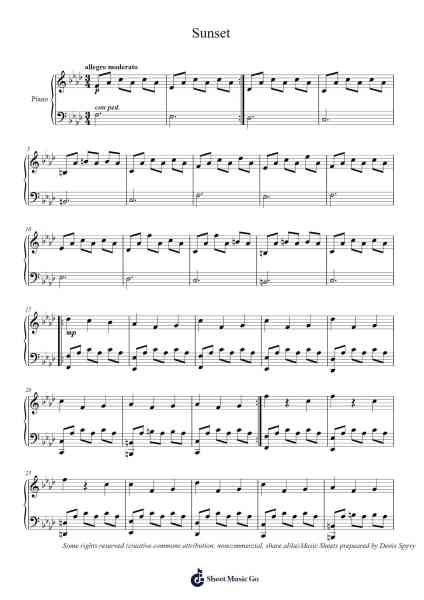 Sunset Sheet Music by Kai Engel-Arr.Ausdam Pukin