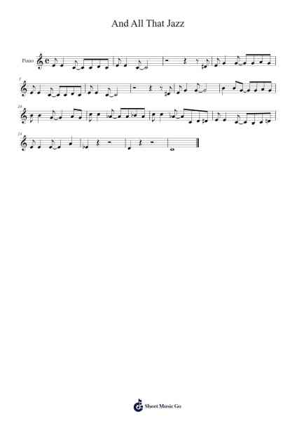 And All That Jazz Sheet Music by John Kander-Arr.Kentnice Dalnoah
