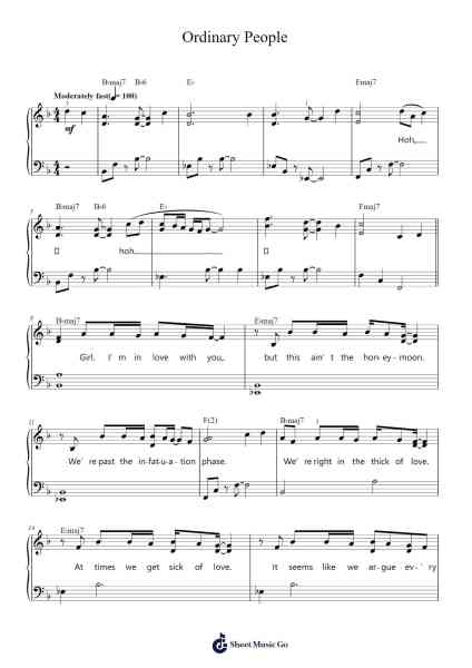 Ordinary People Sheet Music by John Legend-Arr.Mollpag