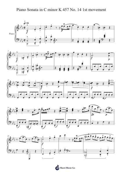 Piano Sonata No. 14 in C Minor, K. 457: I. Molto allegro Sheet Music by Wolfgang Amadeus Mozart-Arr.Haleale Quildy