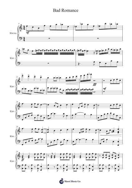 Bad Romance 樂譜由 Lady Gaga - 編曲 Souyet Jamesnolds