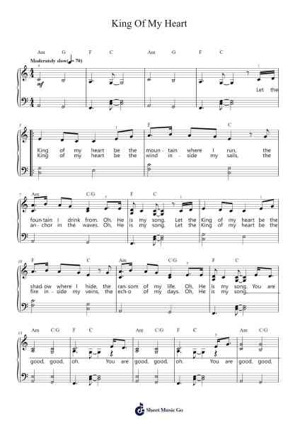 King Of My Heart Sheet Music by John Mark McMillan/Sarah McMillan-Arr.Brewsriah Lesrald