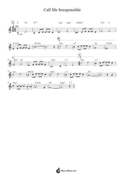 Call Me Irresponsible Sheet Music by James Van Heusen-Arr.Toddgail