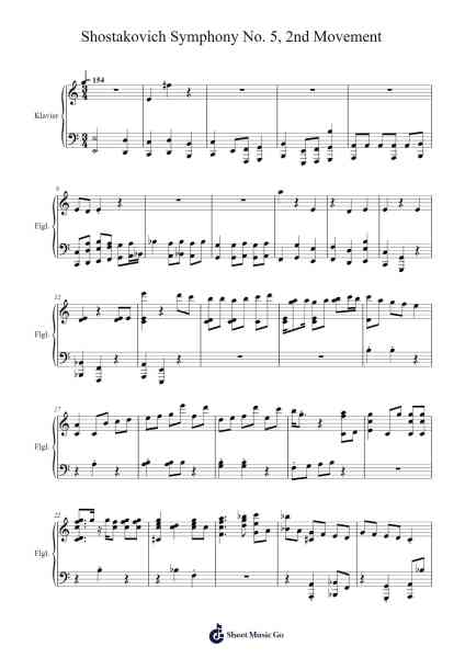 Symphony No. 5 in D Minor, Op. 47: II. Allegretto Sheet Music by Dmitri Shostakovich-Arr.Larlice Hewphil