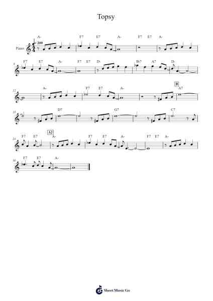 Topsy Sheet Music by Yulegus-Arr.Lynchric