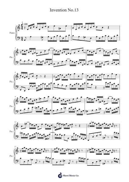Invention No.13 Sheet Music by Johann Sebastian Bach-Arr.Katrett