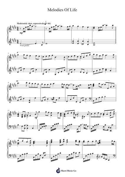 Melodies Of Life النوتات الموسيقية بواسطة Nobuo Uematsu-ترتيب.Gwenje Cookmike