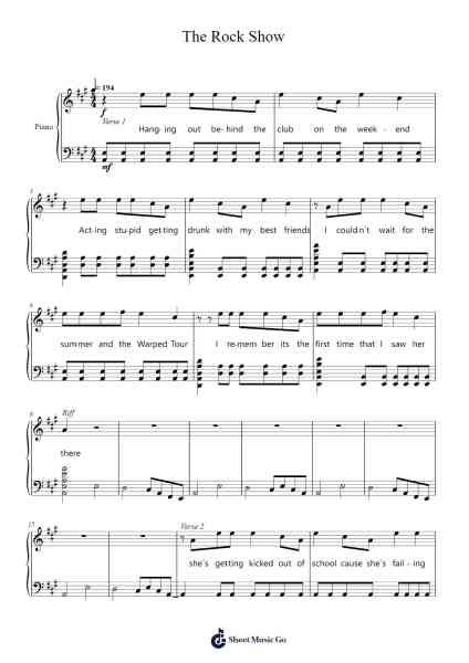 The Rock Show Sheet Music by Blink-182-Arr.Warald Kipfrank