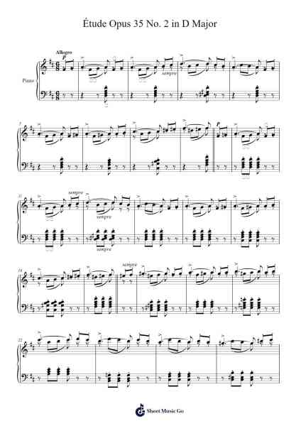 Étude Opus 35 No. 2 in D Major Sheet Music by Charles-Valentin Alkan-Arr.Spenborg