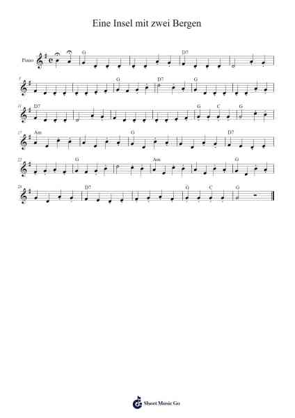 Eine Insel mit zwei Bergen Sheet Music by Hermann Amann-Arr.Haycah Touthale