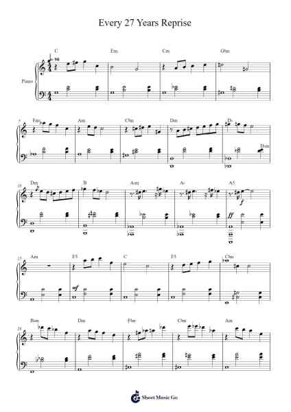 Every 27 Years Reprise Musica per pianoforte di Benjamin Wallfisch - Arr.Prittlay
