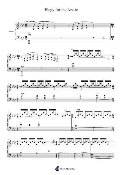 Elegy for the Arctic Sheet Music by Ludovico Einaudi-Arr.Kitfy