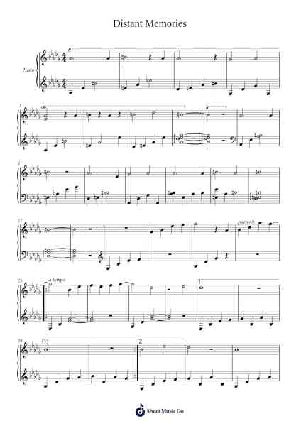 Distant Memories Sheet Music by Masanori Akita-Arr.Sigwy Lorxine
