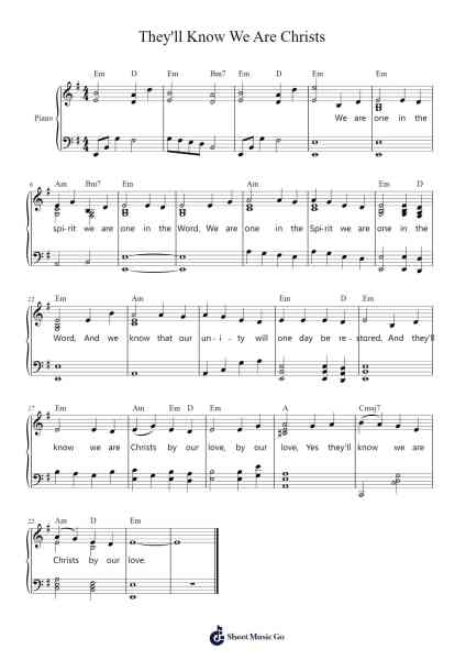 They'll Know We Are Christs Sheet Music by undefined-Arr.Toutfey