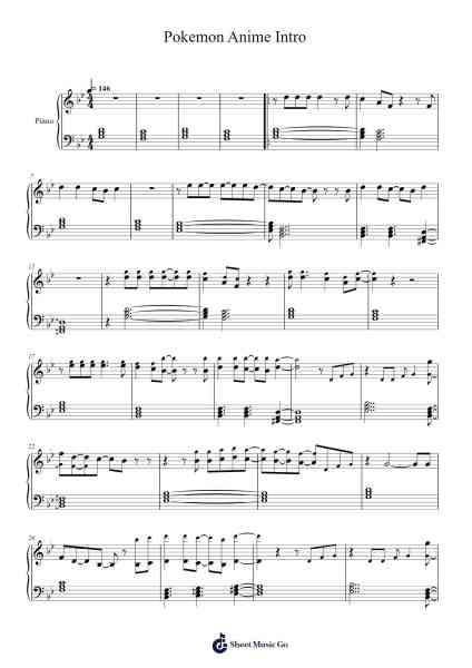 Pokemon Anime Intro Sheet Music by John Siegler/John Loeffler-Arr.Hooters Xenie