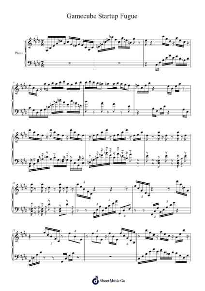 Gamecube startup but it's a fugue Sheet Music by Henry Sloan-Arr.Larfox Efquinn