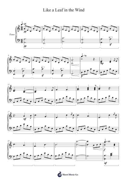 Like a leaf in the wind (Piano solo) Sheet Music by Hubdwight Tommo-Arr.Kingrell