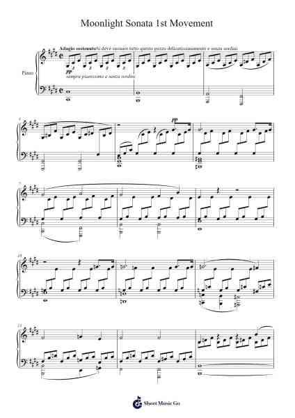 Piano Sonata No. 14 in C-Sharp Minor, Op. 27 No. 2 "Moonlight": I. Adagio sostenuto Musica per pianoforte di Ludwig van Beethoven - Arr.Gasgreve Ausnal
