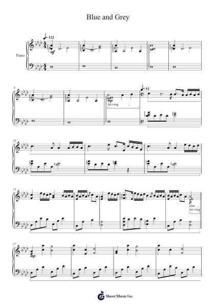 Blue and Grey Sheet Music by BTS-Arr.Mila