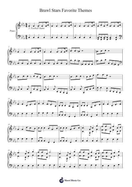 My Top 5 Brawl Stars Favorite Themes (shortened) Piano Notenblatt von undefined-Arr.Leighborn