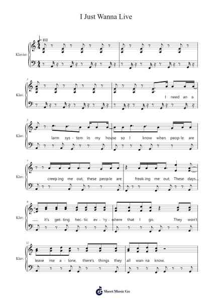I Just Wanna Live Sheet Music by Good Charlotte-Arr.Finrite Dunlop