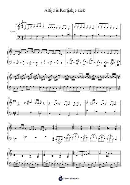 Altijd is Kortjakje ziek Sheet Music by undefined-Arr.Ution Foxwer
