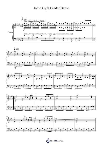 Johto Gym Leader Battle Sheet Music by Junichi Masuda/Go Ichinose/Morikazu Aoki-Arr.Yulejah