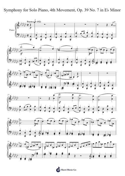 Symphony for Solo Piano, 4th Movement, Op. 39 No. 7 in E♭ Minor Sheet Music by Charles-Valentin Alkan-Arr.Cashlyle Windnix