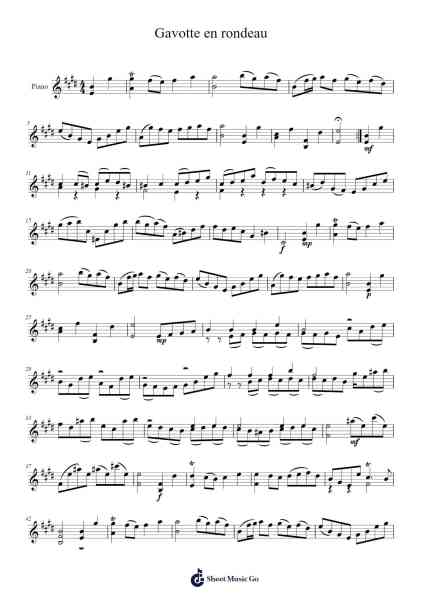 Gavotte en Rondeau Sheet Music by Johann Sebastian Bach-Arr.Auwolf
