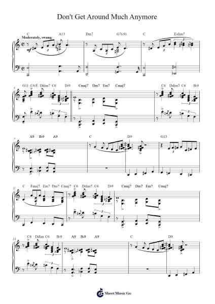 Don't Get Around Much Anymore Sheet Music by Duke Ellington-Arr.Moulboyce