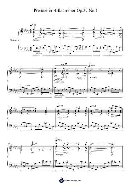 Prelude in B-flat minor Op.37 No.1 Sheet Music by Alexander Scriabin-Arr.Make
