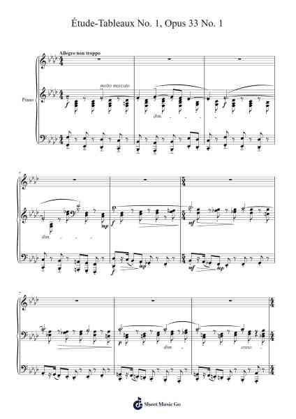 Étude-Tableaux in F Minor, Op. 33 No. 1 Sheet Music by Sergei Rachmaninoff-Arr.Bairdkeith Cysoon