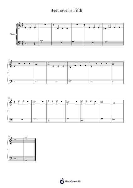 Symphony No. 5 in C Minor, Op. 67 Musica per pianoforte di Pianneka - Arr.Cliffcam Whbill