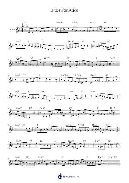 Blues For Alice Sheet Music by Popthus-Arr.Giswolf