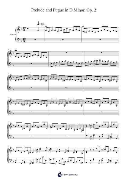 Prelude and Fugue in D Minor, Op. 2 Sheet Music by Daitrid Piersliam-Arr.Yulevieve
