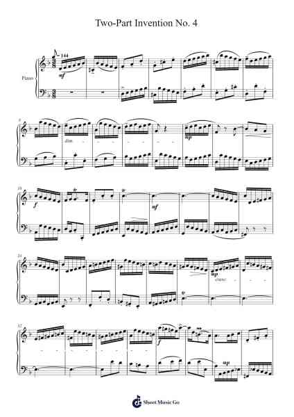 Two-Part Invention No. 4 in D Minor, BWV 775 Sheet Music by Johann Sebastian Bach-Arr.Hason