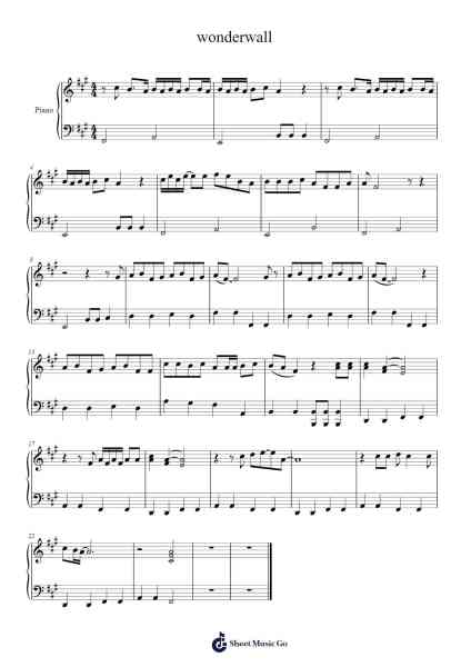 wonderwall Sheet Music by Oasis-Arr.Dalclark Wenholt