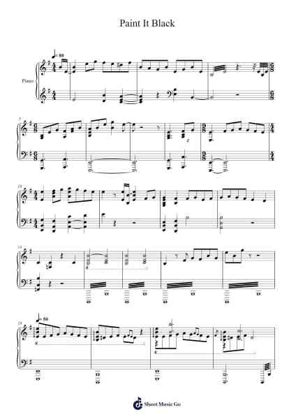 Paint It Black Sheet Music by The Rolling Stones-Arr.Hawhe
