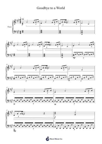 Goodbye to a World Sheet Music by Porter Robinson-Arr.Lewcar