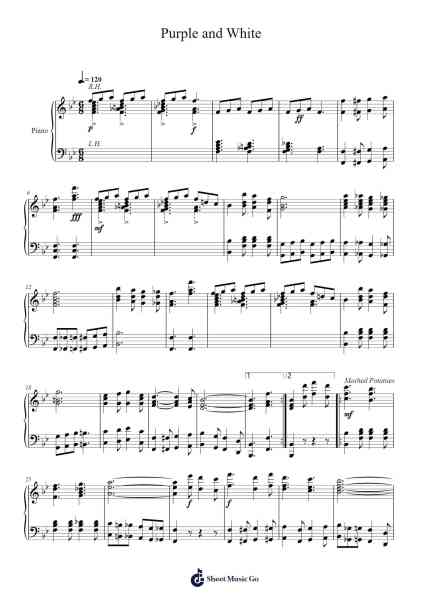 Purple and White (1913) Sheet Music by C. L. WOOLSEY-Arr.Asmie Panvien