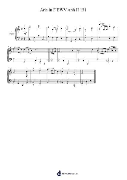 Aria in F Major, BWV Anh. II 131 Sheet Music by Johann Christian Bach-Arr.Herloyd
